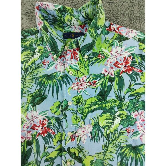 Polo Ralph Lauren Shirt Size L Multicolor Hawaiian Tropical Pattern Cotton - Picture 1 of 7